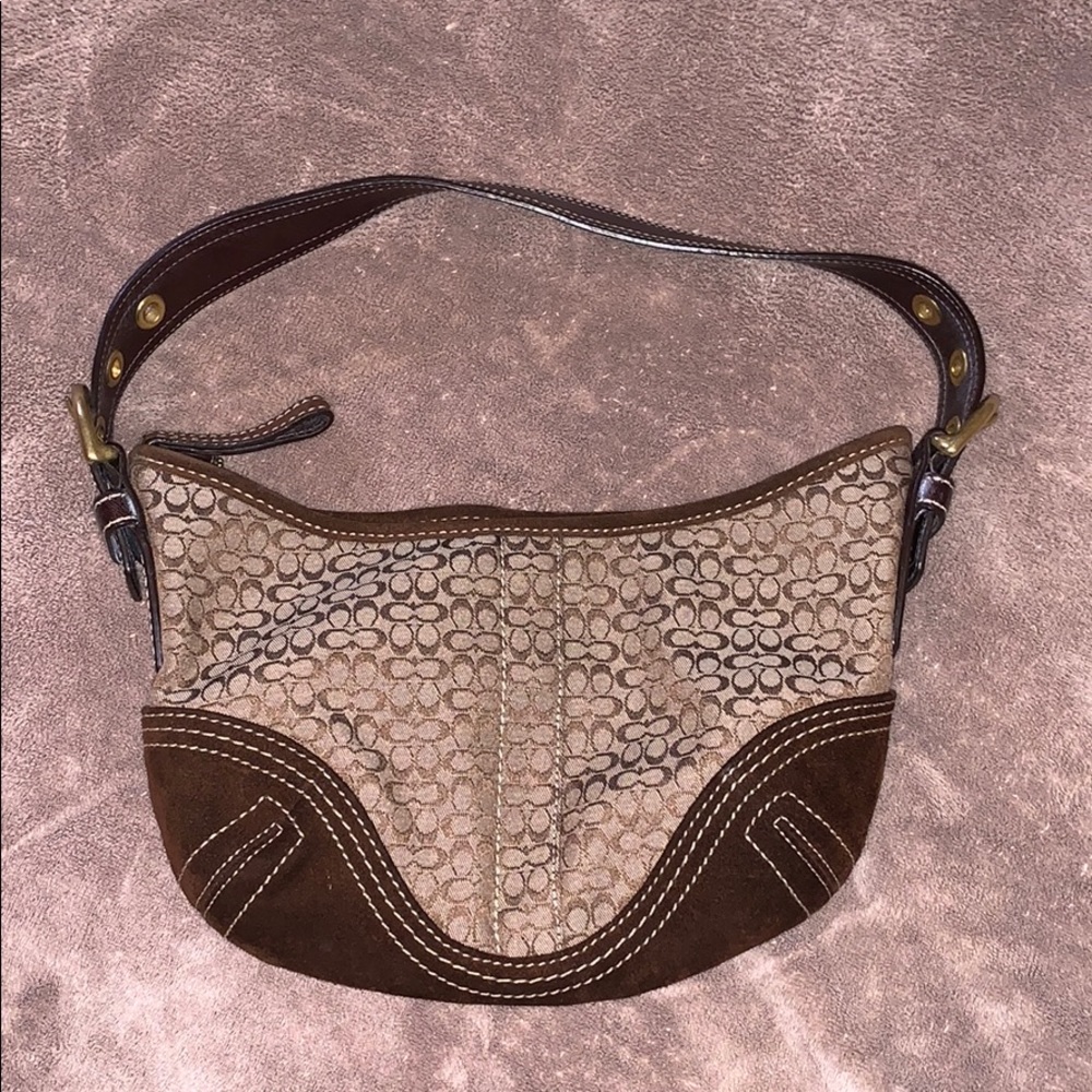 Coach Signature Brown Mini Hobo Bag